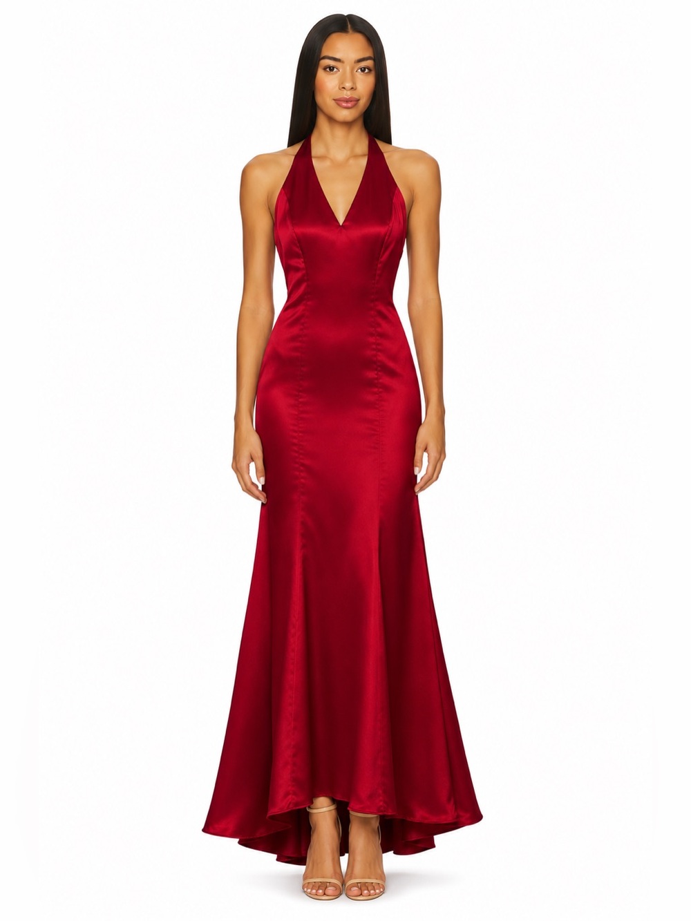 Morgan & Co. by Linda Bernell Satin Halter Evening Gown Wedding Guest 📐14